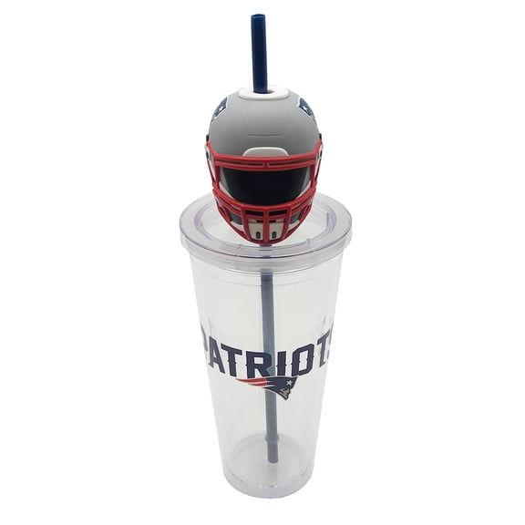 NFL New England Patriots Acrylic Tumbler with Team Color Straw and Team Mascot Lid Enclosure