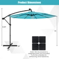 thumbnail image 3 of Gymax 10 Ft Solar LED 40 Lights Offset Umbrella Crank Cross Base Patio Turquoise, 3 of 10