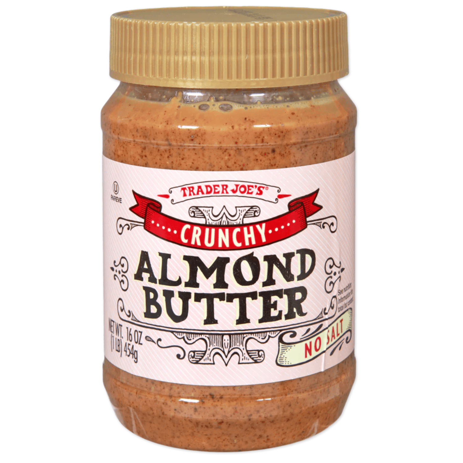 Trader Joes Crunchy No Salt Almond Butter, 16 oz  Pack of 2