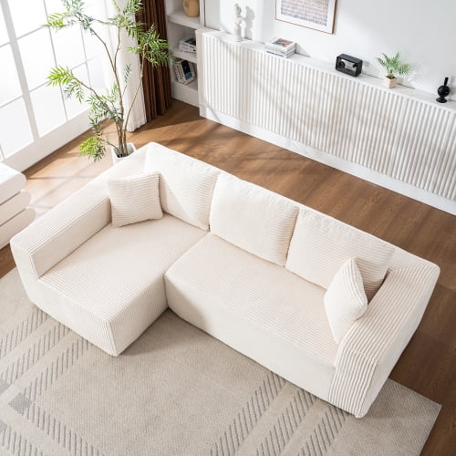Fauteuil Grand pour Salon, Sofa Inclinable Modulaire Moderne, Sofa Nuage en L, Aucun Assemblage Requis, Tissu Côtelé, Doux et Confortable