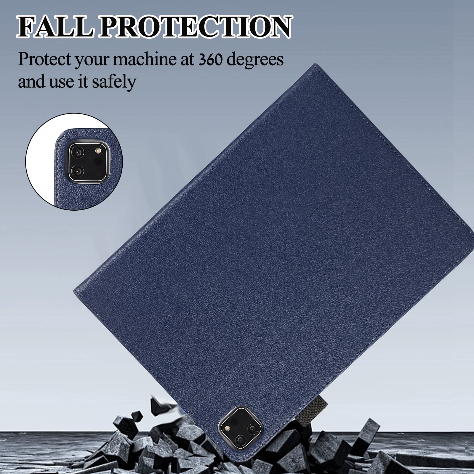 Allytechgroup Premium iPad Air 11 Case 2024 - Protective Business Type Flip Cover with Vertical Stand & Pencil Holder for Apple iPad Air 11 inch 2024, Blue