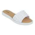 thumbnail image 6 of Chatties Casual Studded Flat Slide Sandals, White (Women's), 6 of 6