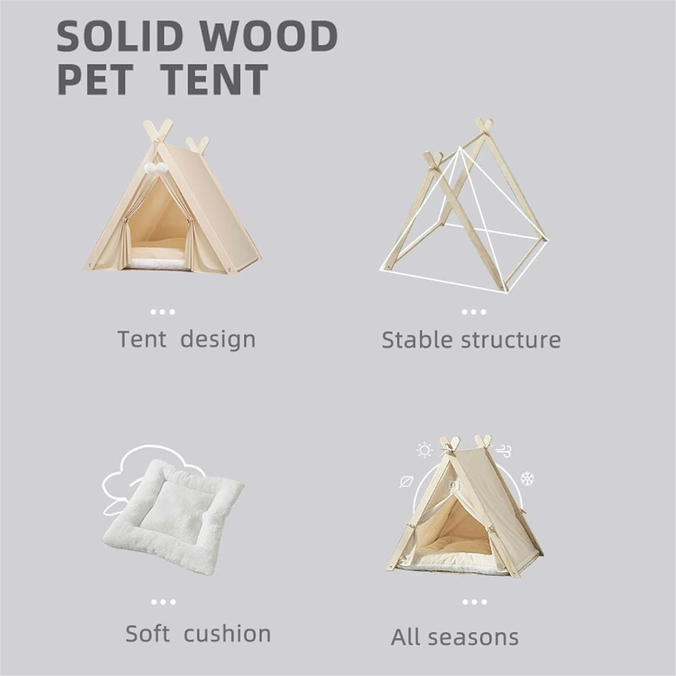 UOSIA Dog Teepee Bed Portable Pet Tent for Small Dogs with Soft Cushion 24inch