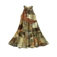 thumbnail image 6 of Abcomgle Girls Beach Dress Casual Halter Neck Sleeveless Midi Dress Camo Maple A-line Sundresses Swing Holiday Dresses 3-4 Years,Brown, 6 of 7