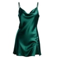 thumbnail image 2 of Hkoxplj Womens Satin Cowl Neck Nightgown Sleeveless Adjustable Spaghetti Strap Slit Chemise Silky Elegant Sleepwear Night Dress for Summer Vacation Home Sleep Soft Breathable Luxury, 2 of 4