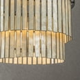 thumbnail image 4 of 5-Light 20 in. Farmhouse Coastal Capiz Seashells Flush Mount Ceiling Light in Matte Black with Rectangular Shells Panes for Dining Room, 4 of 5