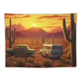 thumbnail image 5 of COMIO  Desert Saguaro Tapestry Sun Cactus Wall Tapestry Sunrise Mountains Wall Hanging Tapestry Tropical Saguaro with Abandoned Vehicle Tapestry for Bedroom Living Room Dorm, 5 of 7