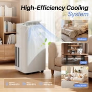 BaPiPro 12000 BTU ASHRAE Portable Air Conditioners with Heater, 5-in-1 Standing AC Unit with Heat, Cool, Dehumidifier, Fan, Sleep Mode for Room ups to 400 Sq.Ft