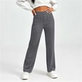 thumbnail image 6 of Bloomae Womens High Waist Button Stretchy Work Pants Comfortable Straight Leg Office Dress Pant Business Casual Trousers with Pockets, 6 of 8