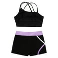 thumbnail image 4 of Haitryli Kids Girls Dancing Clothing Set Criss Cross Back Tank Top with Shorts Outfit Ballet Jazz Lavender 14, 4 of 7