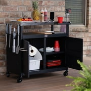 Expert Grill Outdoor BBQ Prep Cart with Wheels, Stainless Steel Top & Storage Shelves