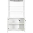 thumbnail image 5 of AngLink Large Kitchen Pantry Cabinet, Storage Hutch with Microwave Stand & Wine Rack, Freestanding Kitchen Cupboard Buffet Bar Cabinet with Barn Door & Open Shelves for Home (White), 5 of 16