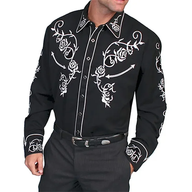 Nueva camisa estampada de estilo occidental para hombre, con estampado de flores, para exteriores, de manga corta, ropa de calle de moda 2024