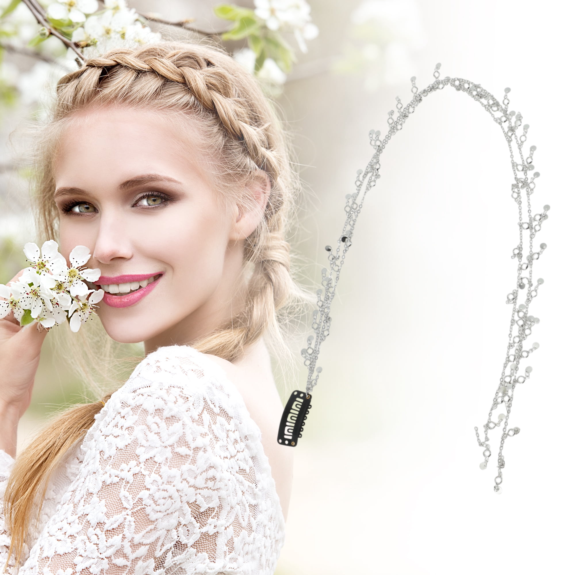 Unique Bargains Stylish Sequins Braided Hair Chain 1Pc Elegant Accessory [Sequins]