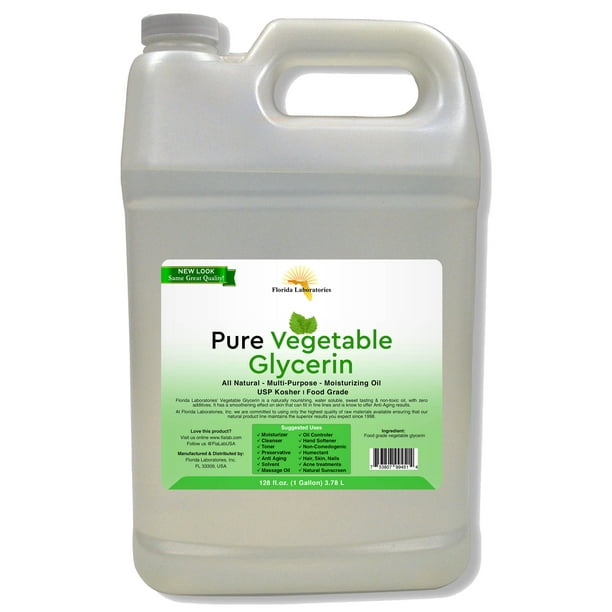 Vegetable Glycerin Pure Natural, Gallon (128 oz), 100 Food Grade, Kosher