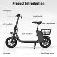 thumbnail image 4 of Lohoms Updated 450W Foldable Electric Scooters Bike, Adult Electric Moped Commuter Ebike Biycle Waterproof E-Scooter With Seat Basket 12 in Off-Road Tires,Black, 4 of 10