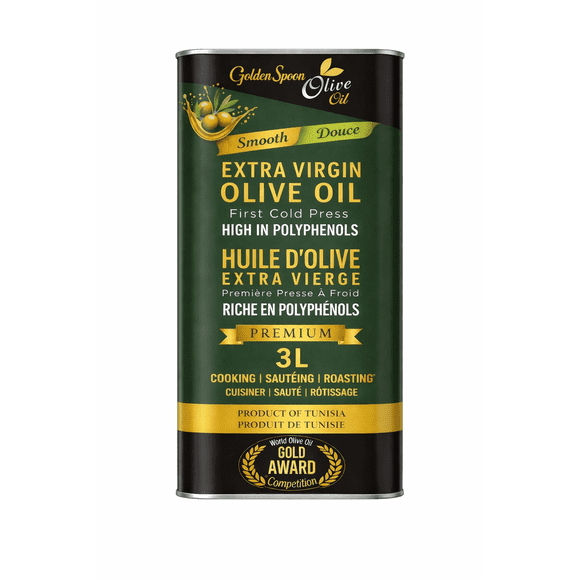 Golden Spoon Extra Virgin Olive Oil 3L – First Cold Press, High Polyphenols, Premium Tunisian Olive Oil