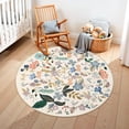 thumbnail image 5 of YOUFORTONG 4x4 Washable Floral Round Rug,Non-Slip Stain Resistant Ultra Soft Carpet for Bedroom Living Room Dorms Teen Girls Boys,Cream, 5 of 6