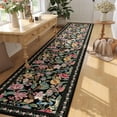 thumbnail image 2 of SwiftPulse Runners for Kitchen Runner Rug Non Slip 2'x10' Long Washable Rugs with Rubber Backing Soft Vintage Floral Carpet Runner for Kitchen, Laundry, Bedroom, Bathroom, Black, 2 of 13