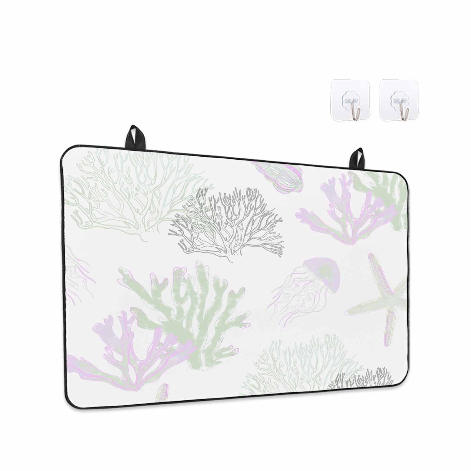 Sage Green Purple Coral Coastal Stove Top Cover for Electric Stove, Heat-proof & Non Slip Glass Top Stove Cover Protector, Nautical Starfish Beach Kitchen Flat Cooktop Rubber Mat 31x24 Inches