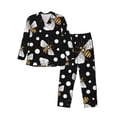 thumbnail image 1 of Fotbe Honey Bees at Night Pijama de Hombre con Estampado de Manga Larga, Conjunto de 2 Piezas, Ropa de Dormir Suave y Cómoda con Bolsillos-X-Large, 1 of 7