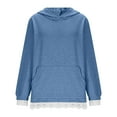 thumbnail image 4 of Sexlip Oversized Hoodies for Women Lace Trim Long Sleeve Hooded Sweatshirt Casual Trendy Fashion Splice Loose Fit Top Blue S, 4 of 6