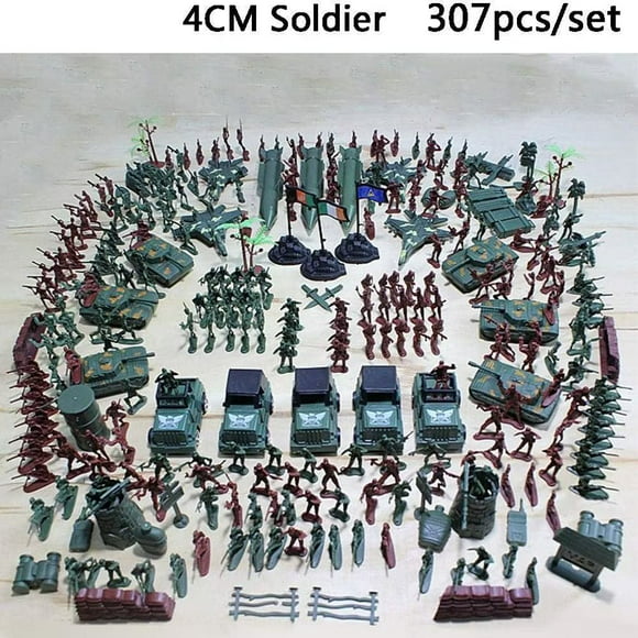 Shininglove 307pcs/lot Plastic Soldier Model Toy Army Men Figures Accessories Kit Decor Play Set Boys Gift