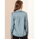 thumbnail image 5 of Camisa de trabajo de manga larga con blusa elegante con cuello en V de oficina para mujer Gris azul2 S Unique Bargains Camisa, 5 of 6