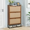thumbnail image 3 of YOCWO Shoe Storage Cabinet with Flip Drawers for Entryway, Shoe Rack Organizer with Open Shelf, Walnut, 3 of 10