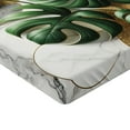 thumbnail image 2 of Ambesonne Monstera Fitted Sheet, Marble Boho Mid Century, Twin Size, Pale Grey Fern Green, 2 of 3