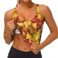 thumbnail image 3 of Fotbe Autumn Mosaic Maple Leaves Sujetador Deportivo Largo sin Aros para Mujer con Almohadillas y Soporte Medio, Transpirable y Absorbente, Camiseta Tipo Chaleco o Tank Top-Small, 3 of 8