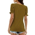 thumbnail image 2 of Puntoco Tops for Women Short Sleeve Tunic Blouse Square Neck Gingham Tops Cotton Blend Plaid Shirt Checkered Shirt, 2 of 5