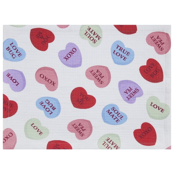 Conversation Hearts 4 Pack Table Placemat Set - 14" x 19" Each - 100% Cotton, Multi-color