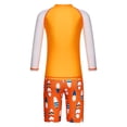 thumbnail image 2 of Zaldita Little Kid Swimsuit Boys Cute Cartoon Long Sleeve Tankini Bathing Suit Summer Beach Swimwear Orange 8-9, 2 of 7