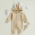 thumbnail image 2 of Coerni New Born Baby Easter Bunny Outfits Jumpsuits Boys Girls Cute Ear Hooded Onesie Zip Up Easter Rabbit Shaped Bodysuit, 2 of 4
