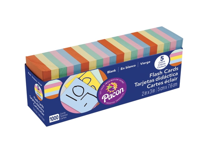 Pacon Blank Flash Cards, Assorted Colors, 2 x 3 Inches, Pack of 1000