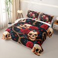 thumbnail image 3 of Homewish Spooky Horror Skull Bed Spread Queen,Vintage Red Rose Queen Coverlet Set,Halloween Duvet,3pcs, 3 of 7