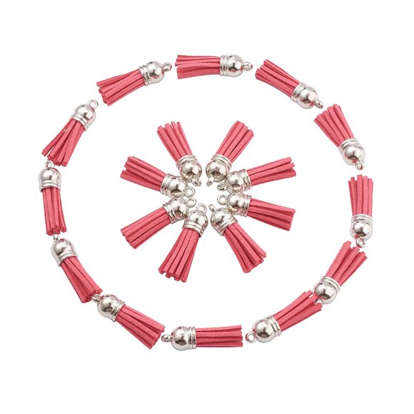 Minnieouse 100x colgante borla elegante accesorio de flecos para regalos y regalos DIY Tasse accesorio tapa dorada Accesorios de disfraces rosa-plata