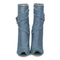 thumbnail image 4 of Women Denim Peep Toe Frayed Stiletto Ankle Boot HC44, 4 of 6