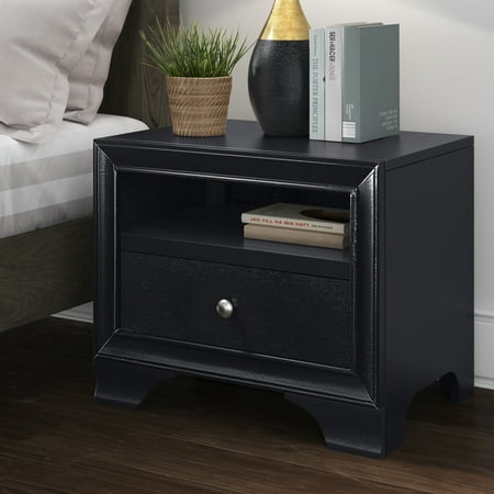 Click Decor - Edmond Wood 1-Drawer Night Stand - Black