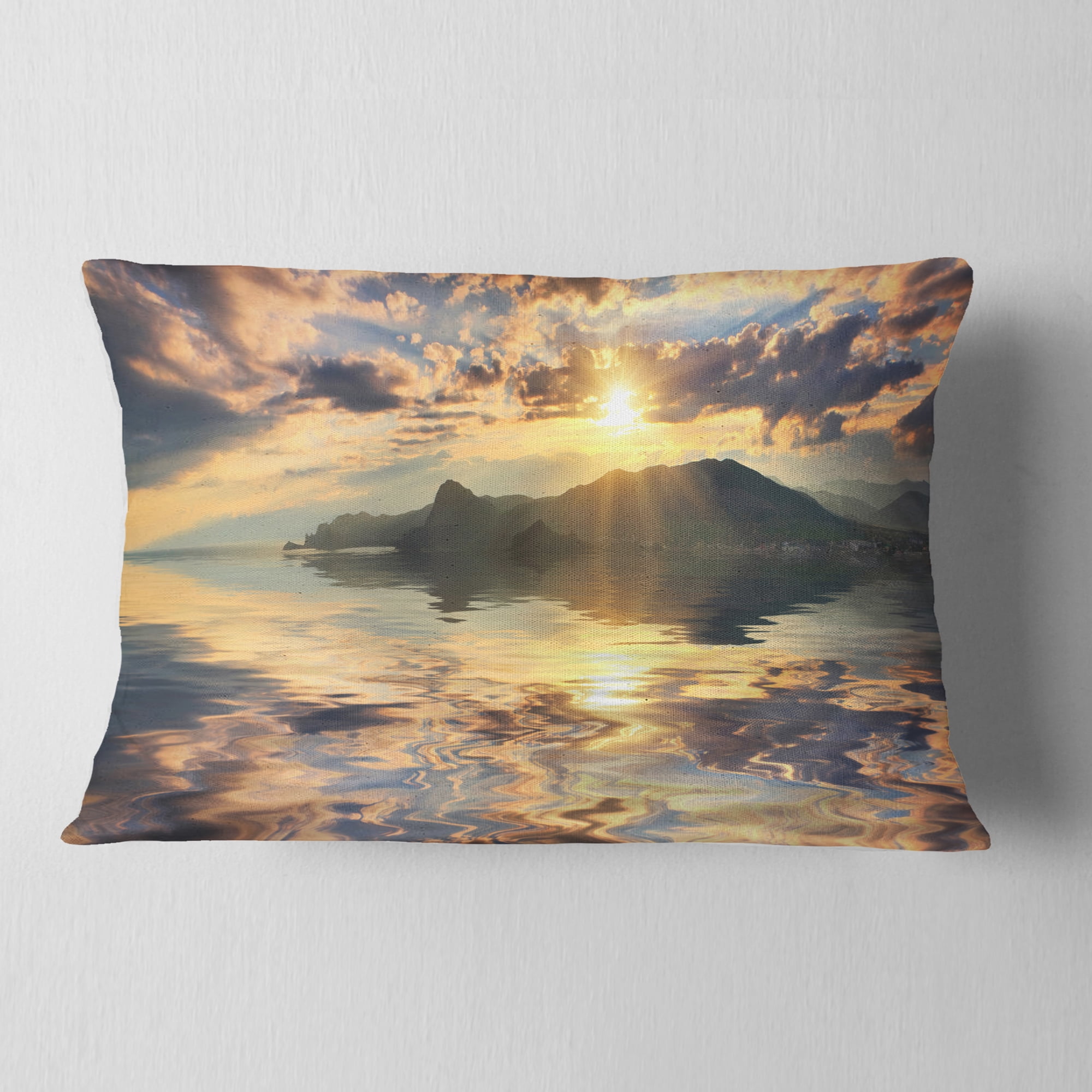 Designart 12" x 20" Gold Polyester Throw Pillow