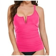 thumbnail image 4 of TOWED22 Women's Tankini Top Only Feminine Smocked Waist Tankini Top Tummy Control Swimwear Bathing Suit Swimwear Top No Bottom（Hot Pink,S）, 4 of 8