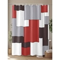 thumbnail image 4 of Mid Century Shower Curtain, Absrtact Geometric Red Gery Brown Waterproof Shower Curtain Set with 12 Hooks Lightweight Washable Fabric Shower Curtains for Bathroom 48x72 Inches, 4 of 6