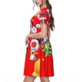 thumbnail image 4 of Lsque Mario Print Women's Casual Dress T-Shirt Summer Short Sleeve Scoop Neck Swing Dresses, 4 of 7