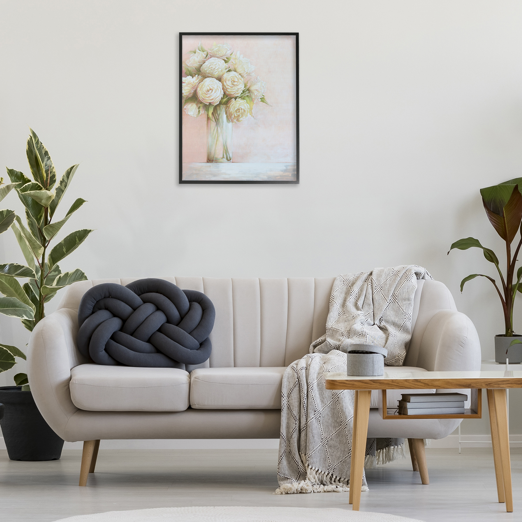 Stupell Industries Romantic Roses Bouquet Botanical & Floral Painting Black Framed Art Print Wall Art, 24 x 30