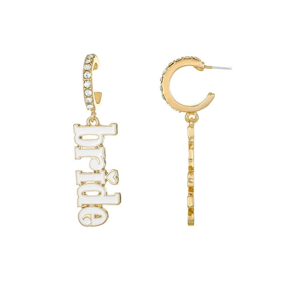 Packed Party Goldtone Bride Earrings, Bridal Theme, 1 Pair