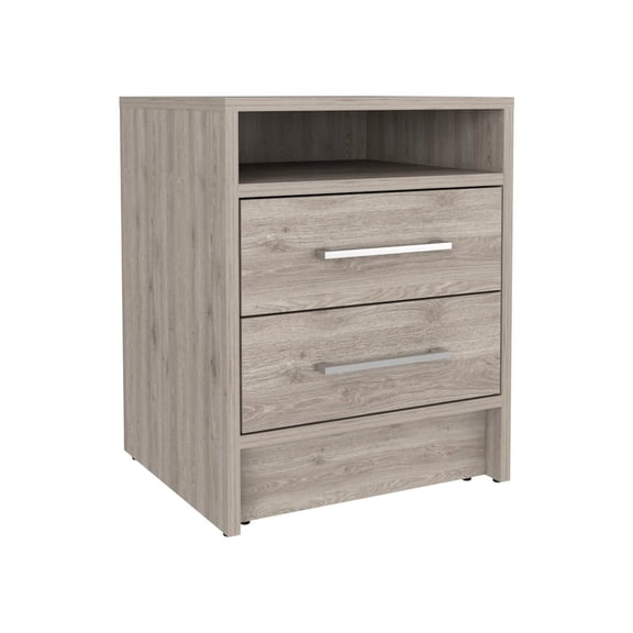 HomeRoots 20 in. Two Drawer Faux Wood Nightstand, Gray