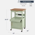 thumbnail image 3 of Best Choice Products Rolling Kitchen Island Cart, Cabinet W/ Drawer, Sliding Tray, Outlet, Wheels, Hooks - Pistachio Green, 3 of 10