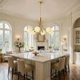 thumbnail image 4 of YANSUN 6-Light Vintage Gold Sputnik Linear Chandelier, Mid-Century Modern Pendant with Frosted Globe Glass for Dining Room Living Room Bedroom, 4 of 8