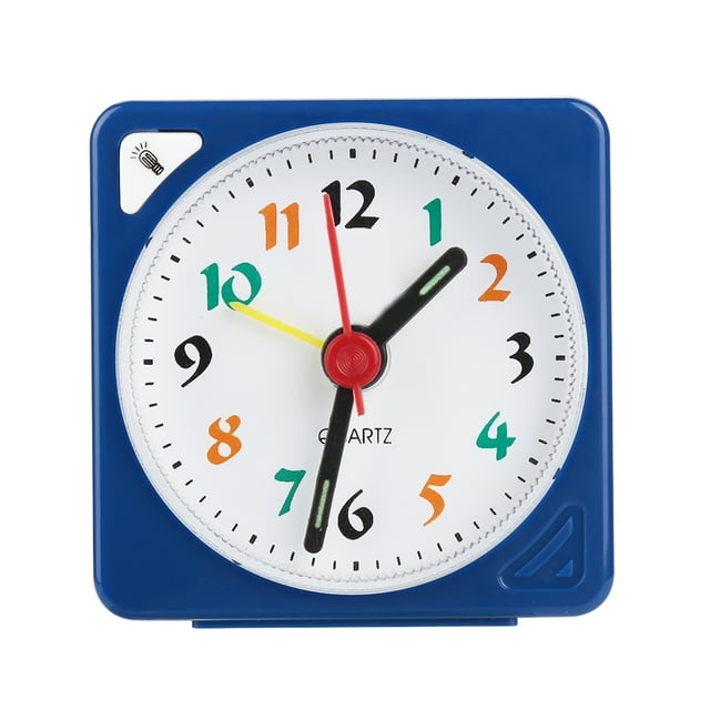 Reloj despertador portátil de viaje con LED azul y función de repetición, funciona con pilas